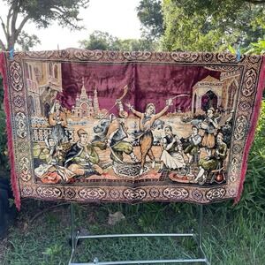 Vintage Velvet Wall Tapestry Middle Eastern Dance Ceremony MCM 46x75inch
